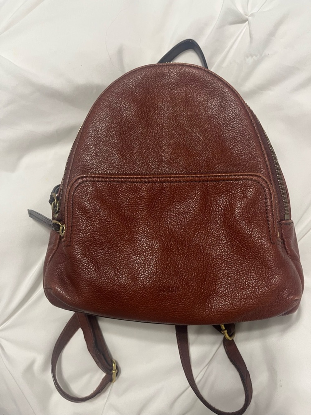 Fossil Brown Leather Pebbled Backpack